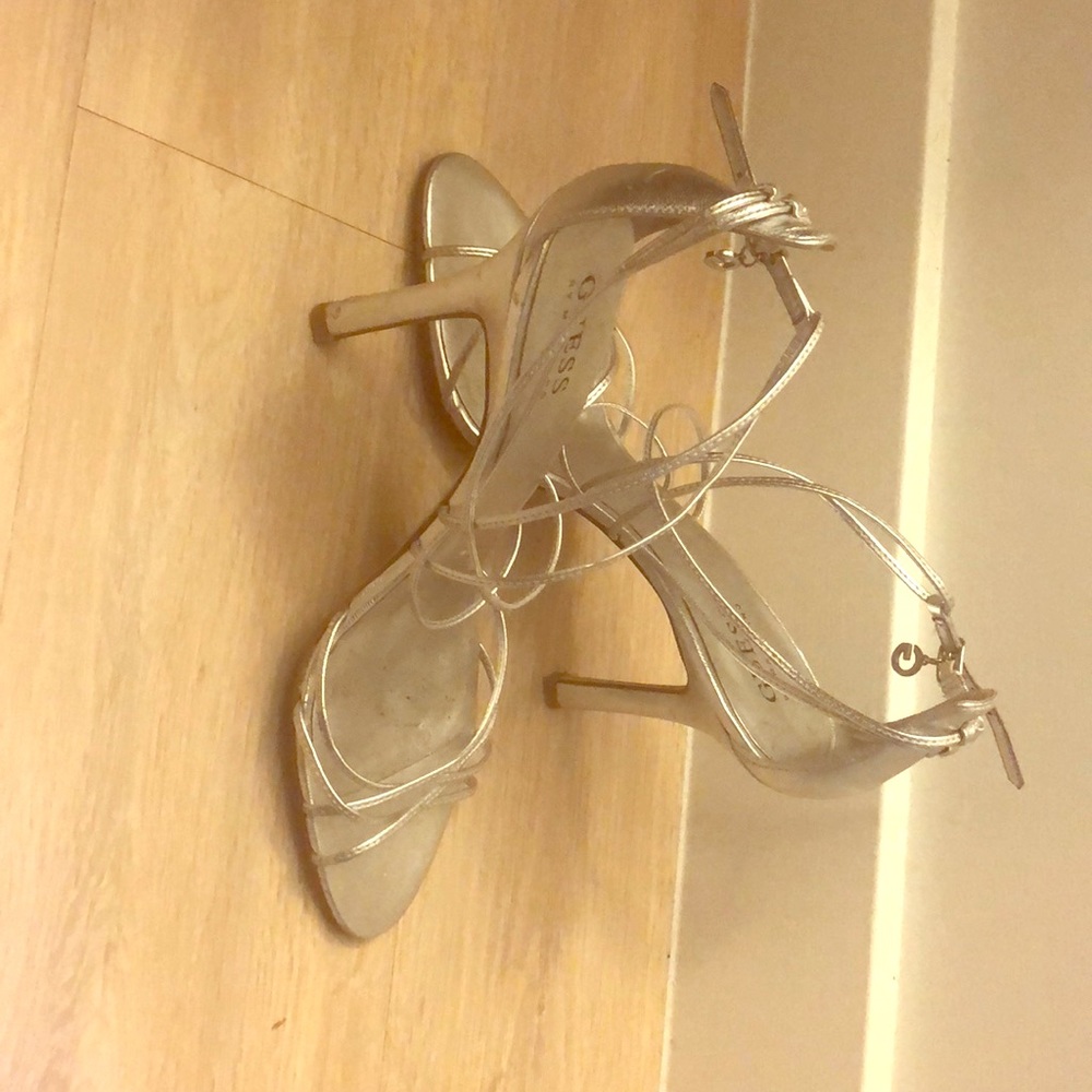 Silver strappy heels